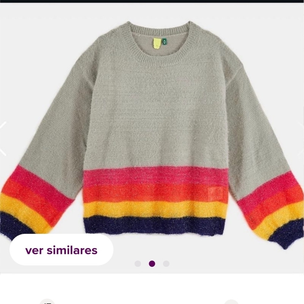 Farm Rio Tricot Colorful Striped Women's Sweater Petite - Picture 2 of 8